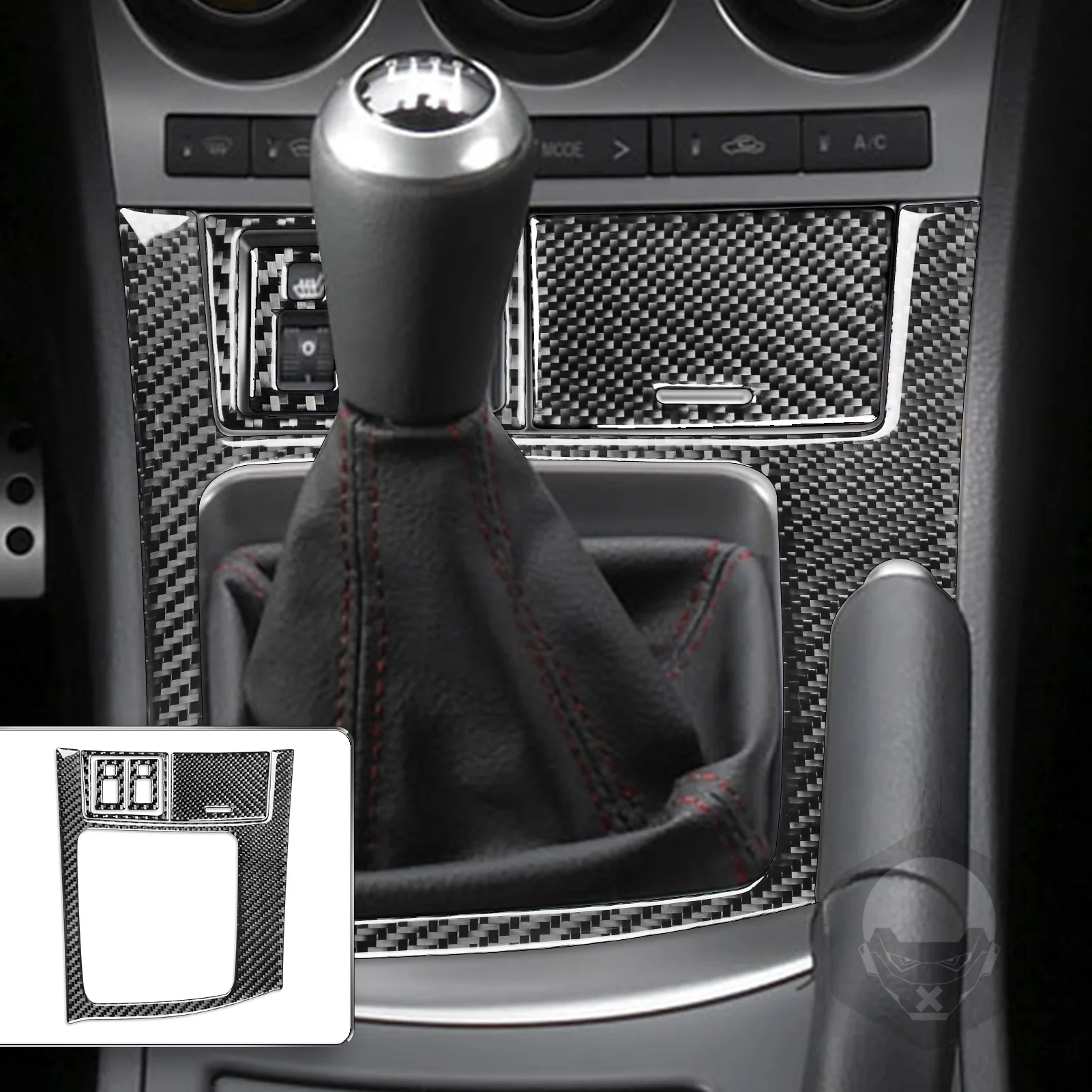 For Mazda 3 Axela 2010 2011 2012 2013 Mazdaspeed 3 Manual Control Gear Shift Knob Box Panel Carbon Fiber Sticker Car Accessories