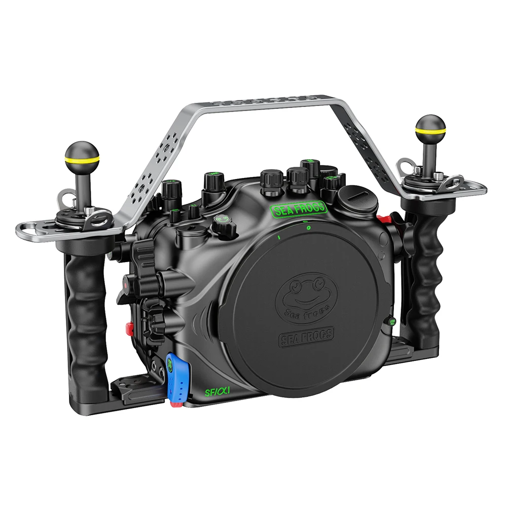 Seafrogs-防水アルミニウム合金カメラケース,ダイビングハウジング,新しいデザイン,sony a1,100m