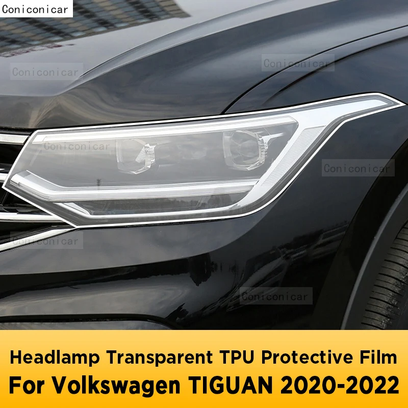 

Для Volkswagen TIGUAN 2020-2022 Автомобильная внешняя фара Защита от царапин передняя лампа прозрачная фотолампа аксессуары