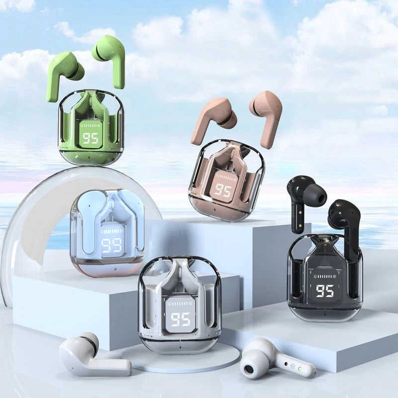 GREATWALL Noise cancelling stereo in ear wireless earphones ultra long standby wireless transparent spacecraft digital earphones