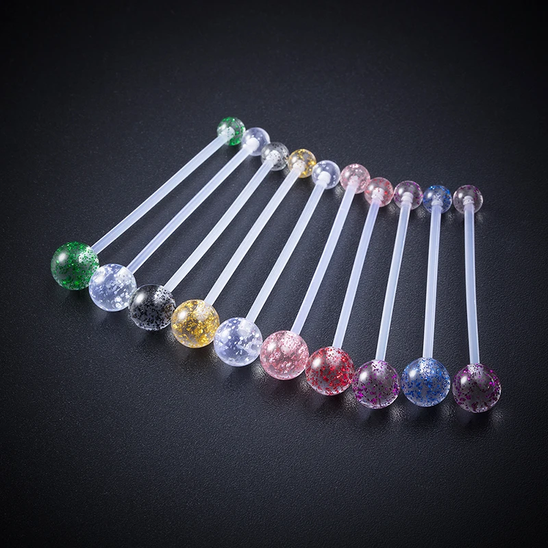 10PCS Pregnancy Sport Maternity Flexible Bioplast Belly Navel Button Ring Retainer Industrial Piercing Earrings Random Color 14G