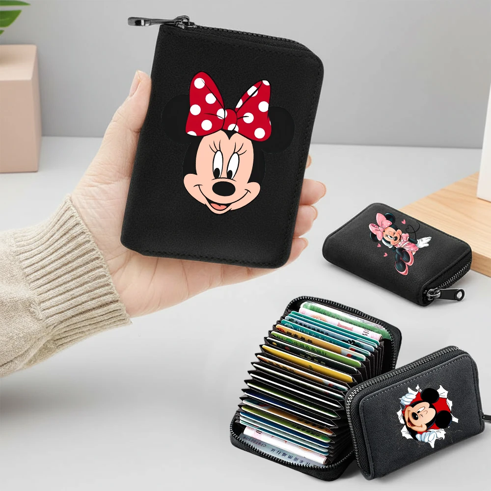 

Держатель для кредитных карт Минни, кошелек на молнии для женщин и мужчин, анти-размагничивание, 11 слотов, маленький кошелек для карт, держатель для визитных карточек, сумка для монет