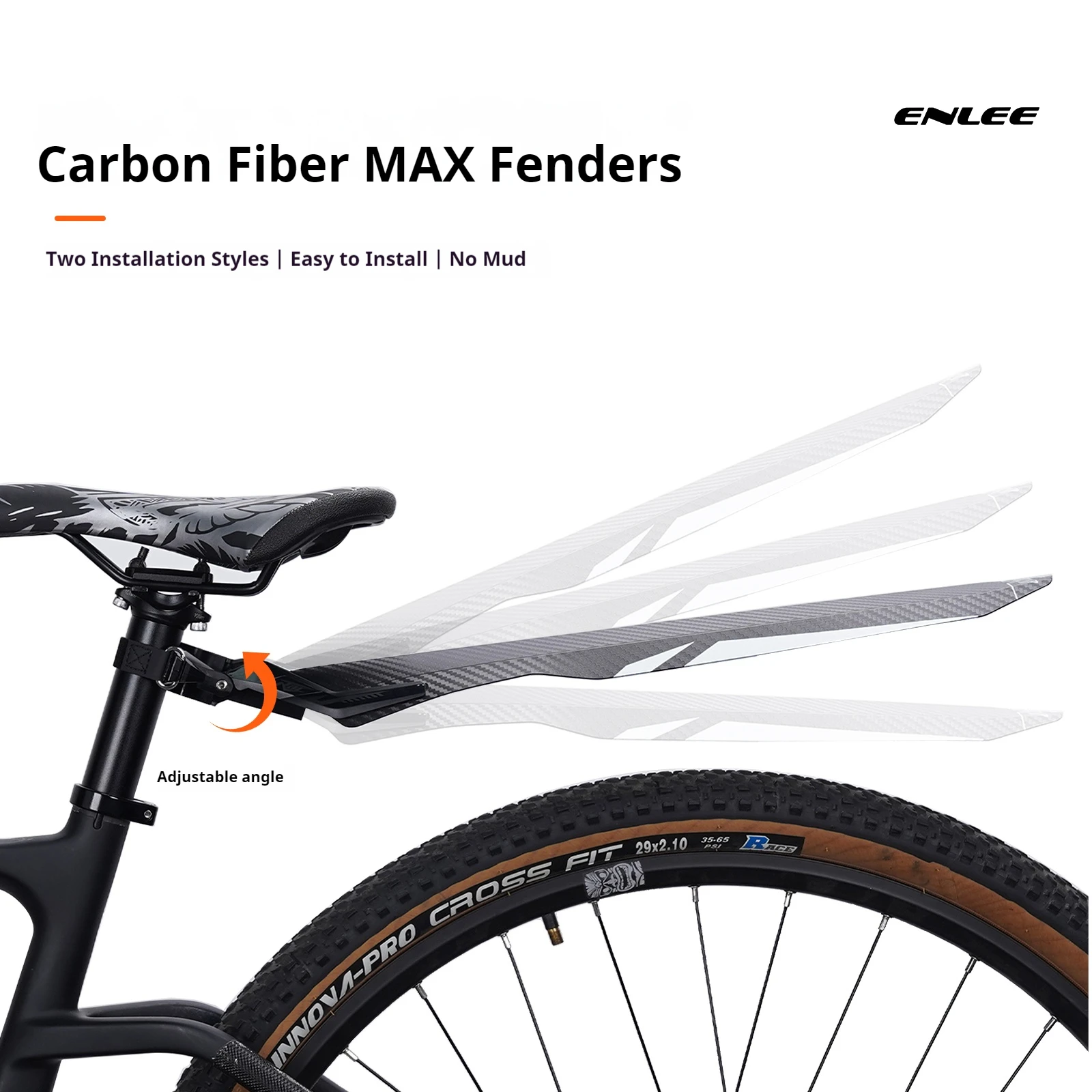 

Защитный брызговик ENLEE для горного велосипеда, быстросъемный, для заднего колеса, удлиненный и расширенный, водонепроницаемый