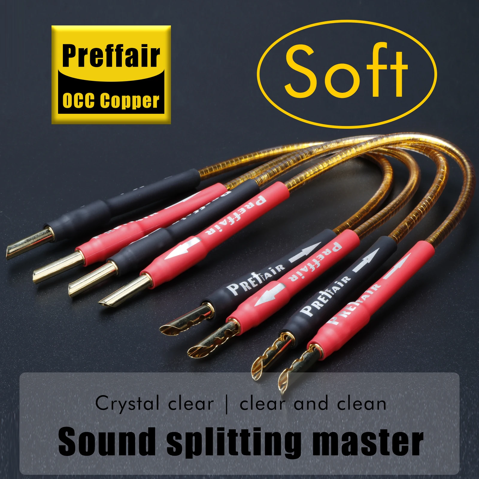 4 SZT. Preffair Posrebrzane Kable Audio Jumper 7N OCC, Mostki Połączeniowe do Głośników, 10-30cm z Wtykami Bananowymi/Przewodowymi typu Y — zdjęcie produktu 2