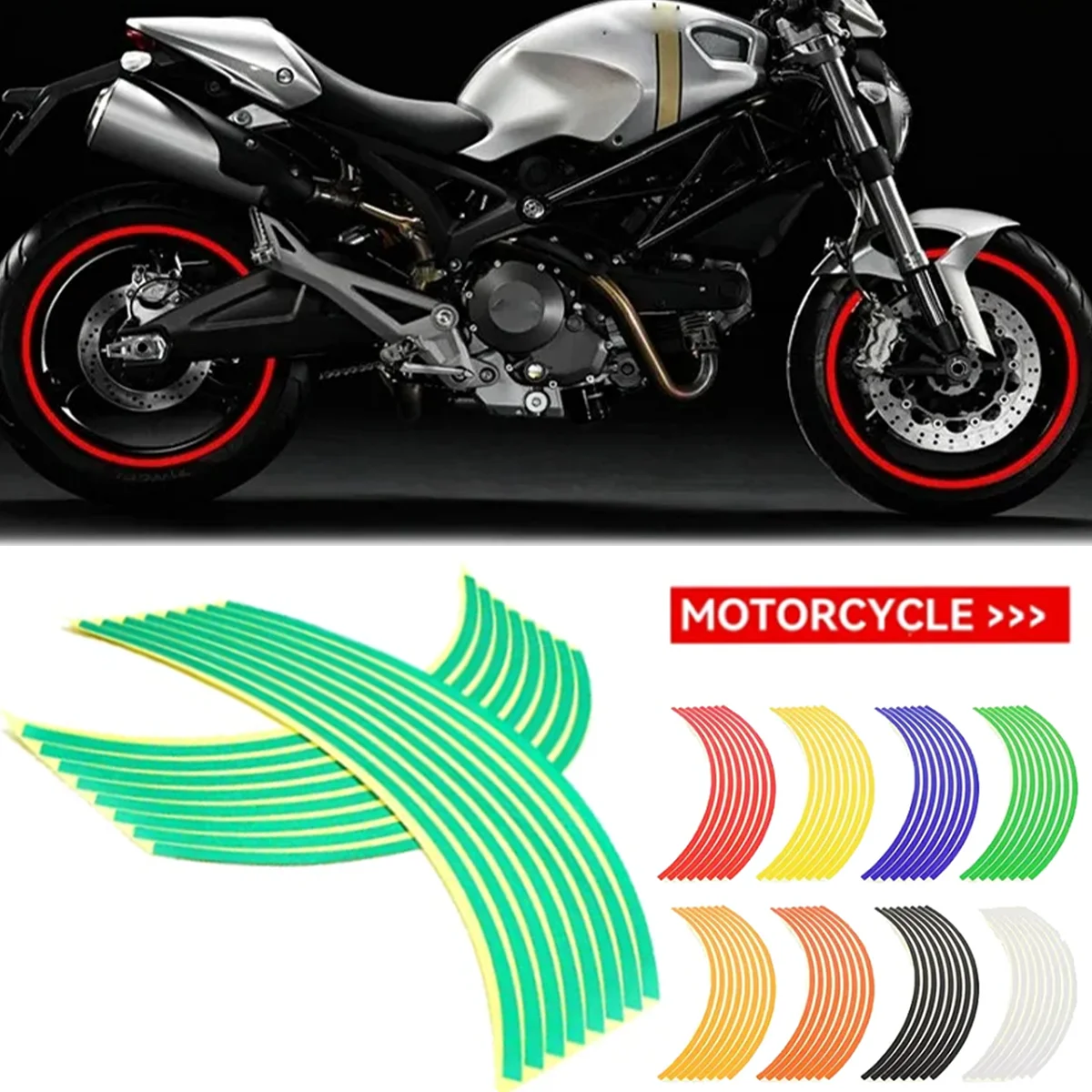 

Motorcycle Tire Reflective Stickers Universal Bike Car Reflective Tape Kit Waterproof Wheel Rim Decal Moto Decoration Accesories