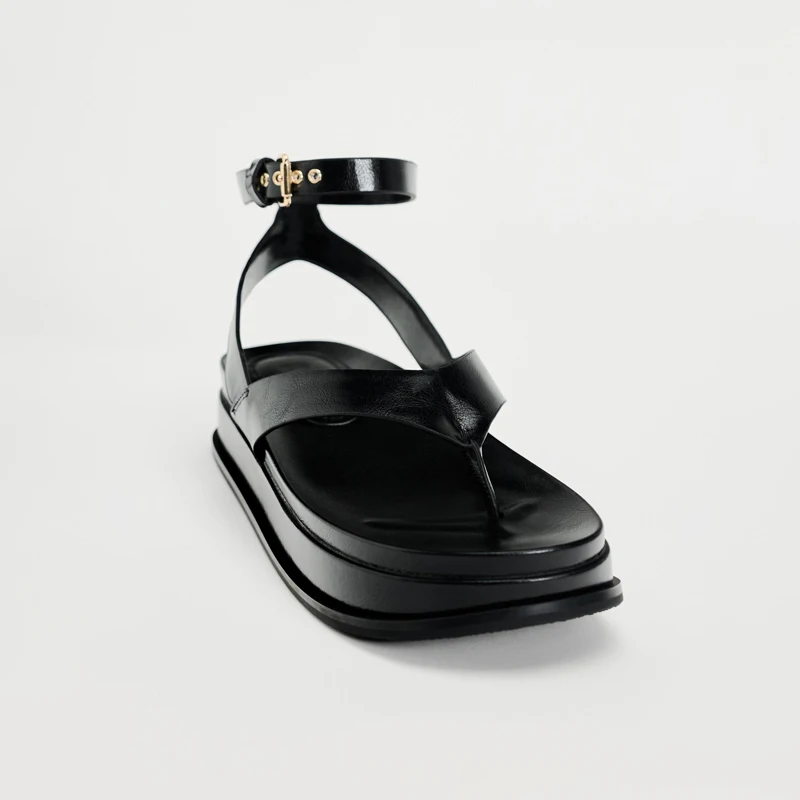 

Casual Thi Bot Heeled Sandals Women's Genuine Leather Roman Sle Knot Toe Post Sandals Comfortable Breathable Summer oes