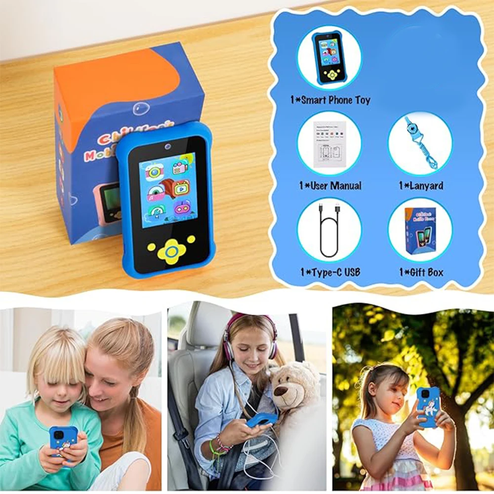 Kids Smart Toy Phone Dual Camera Digital Baby Phone 1080P Music Player Game Learning Gift for Age 3-8 Brithday Christmas Gifts