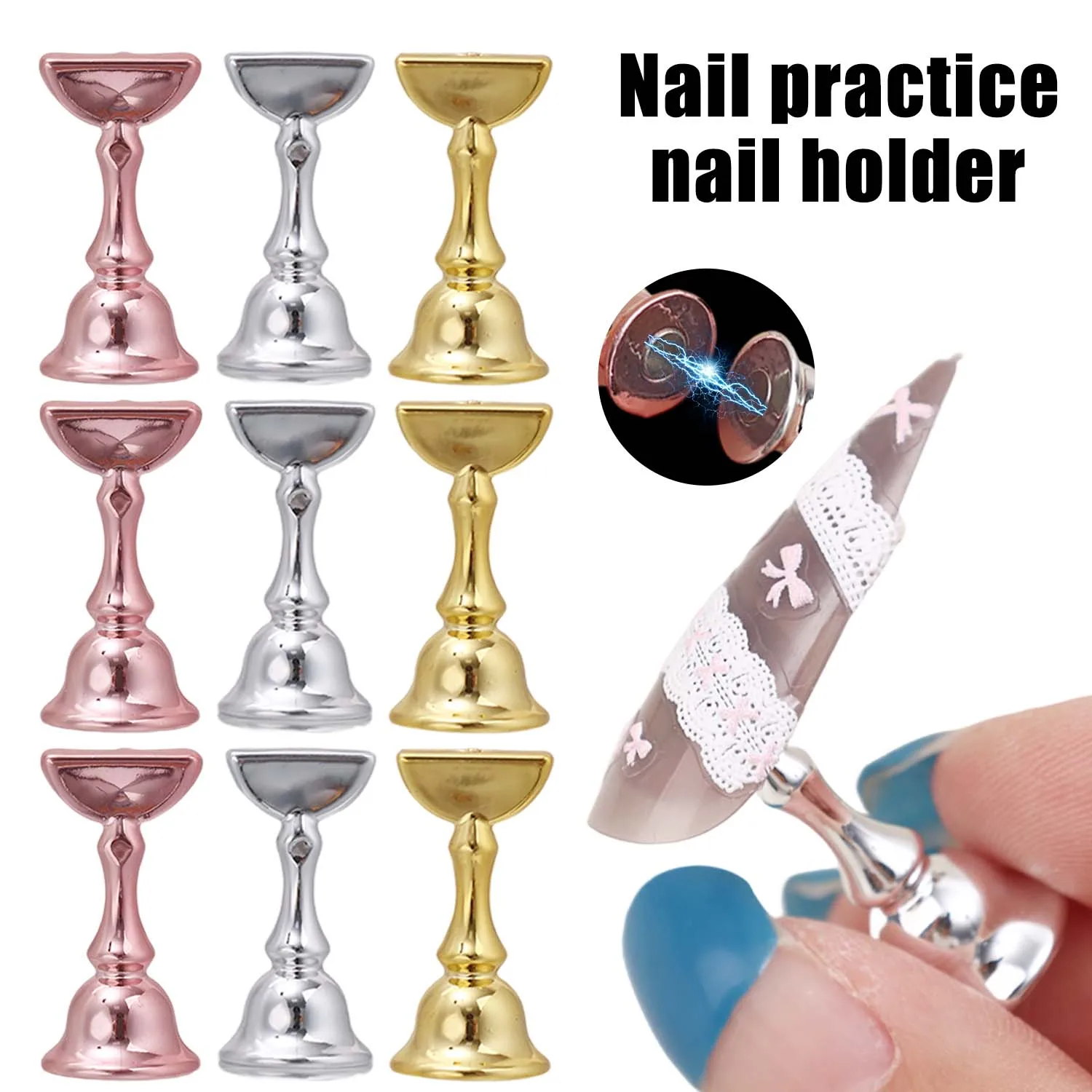 

Магнитный держатель для практики ногтей, акриловый держатель для дисплея ногтей, УФ-гель-лак, демонстрирующий профессиональные инструменты для практики маникюра