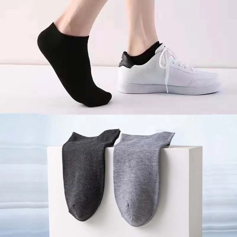 5 Pairs Men and Women Socks Breathable Sports Socks Solid Color Boat Socks Comfortable Cotton Ankle Socks White Black