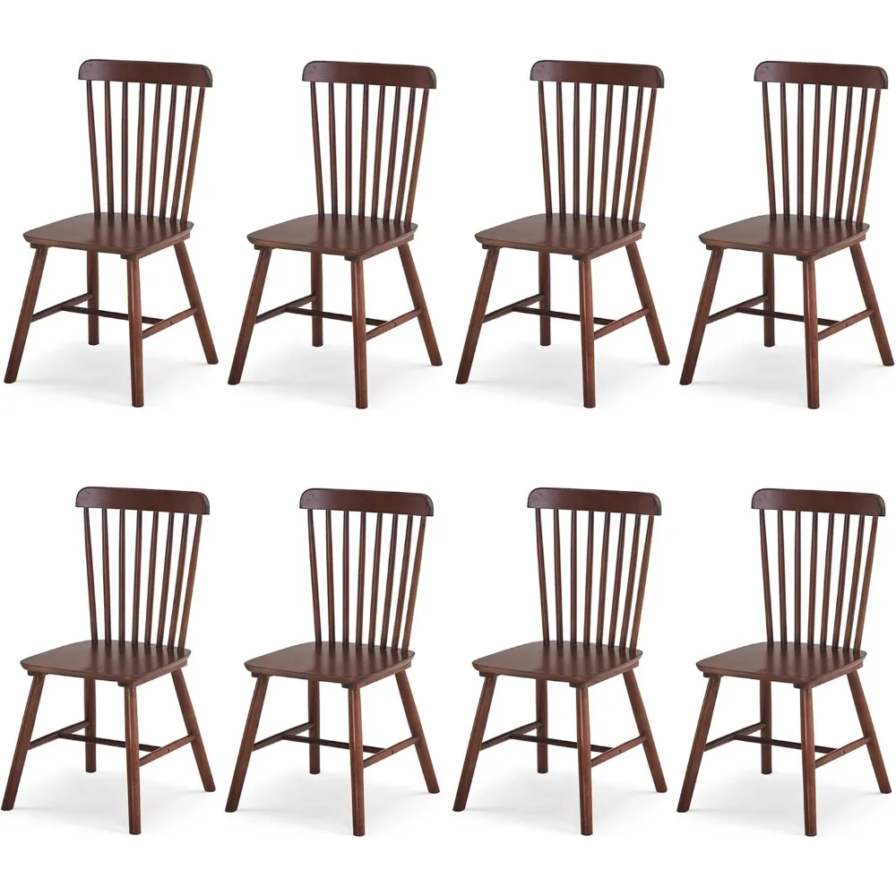 Dining Chairs Set of 8, Farmhouse Solid Wood Windsor Kitchen Chairs Set with Spindle Back for Restaurant Dining Room