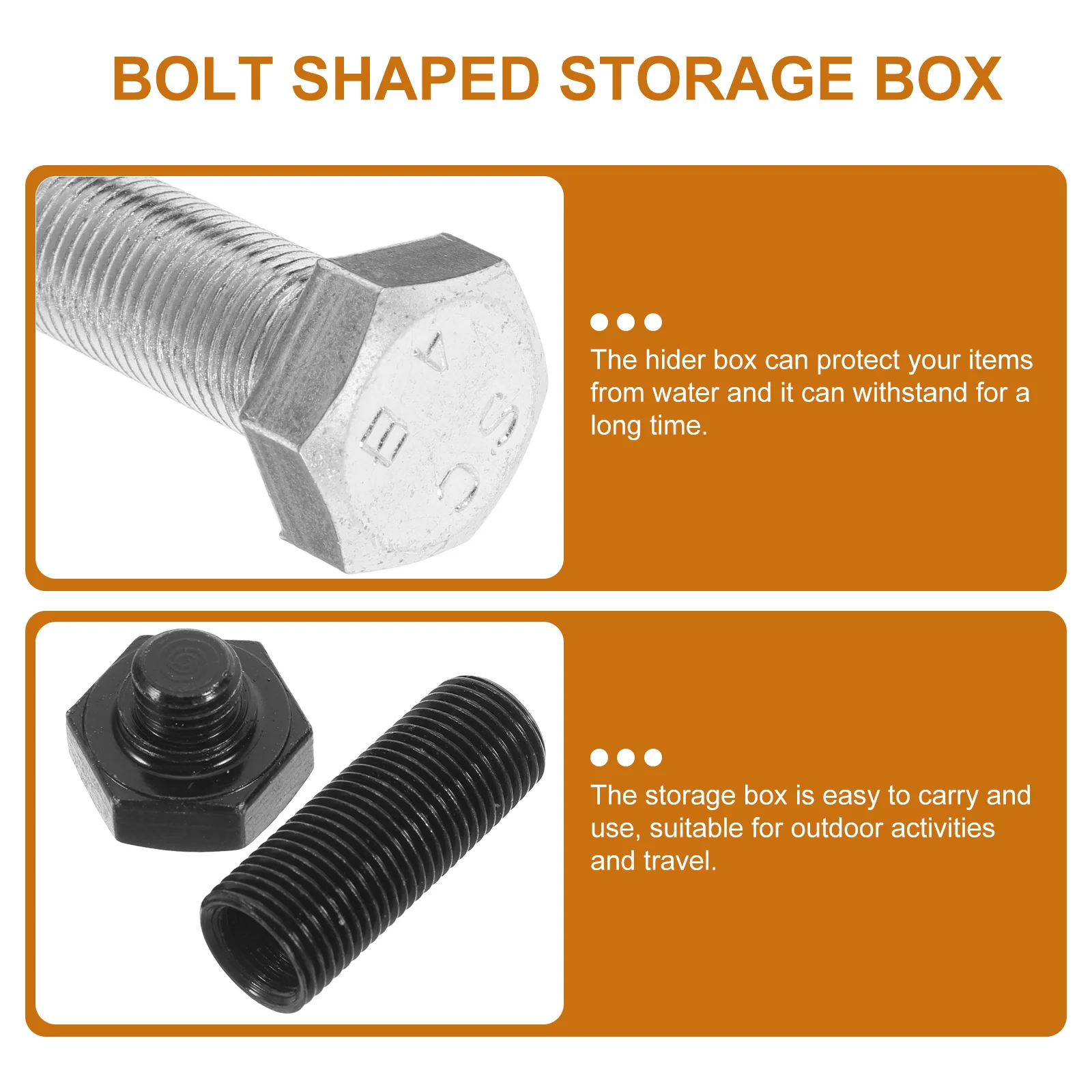 2-teiliges verdecktes Aufbewahrungszubehör für realistische Schrauben, verstecktes Koffer, Box, Camping