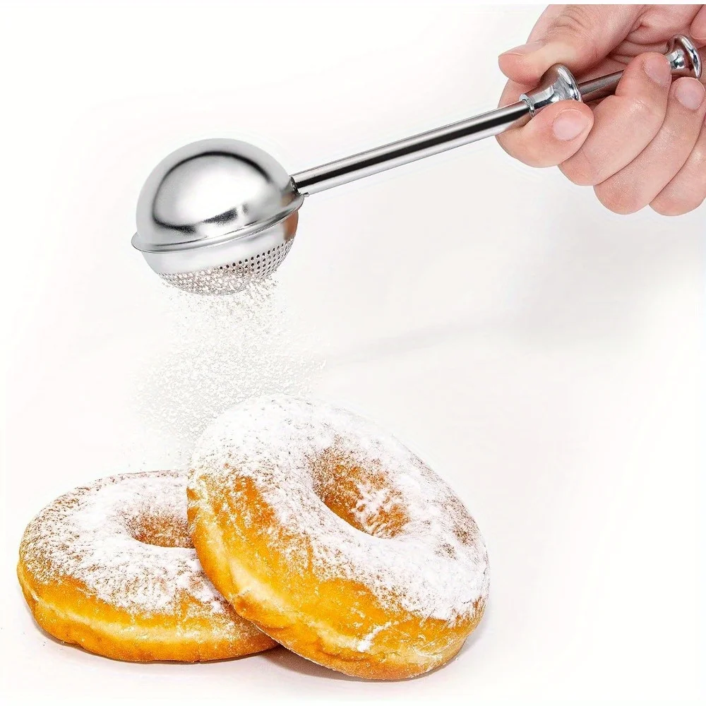 Flour Sifter, Stainless Steel Flour Sifter for Baking, Great Flour Sieve Bakers Dusting Wand for Quick Sifting Cakes and Spices