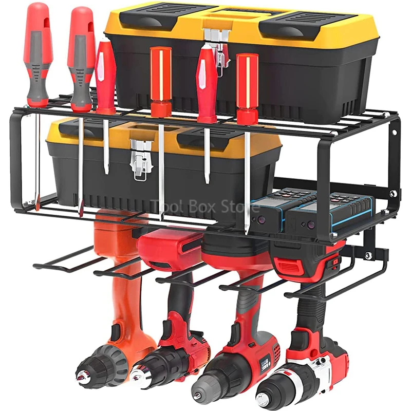 Hand Power Tool Rack 3 Layer Electric Drill Holder Wrench Tool Cabinet Wall Mount Workshop Garage Mobile Tool Shelf Metal Rack