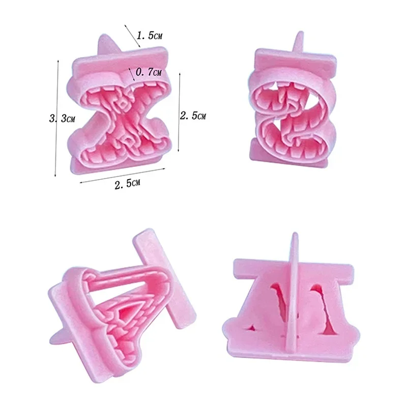 26pcs/set Alphabet Cake Molds Sugar Paste Letter Cookies Cutter Words Press Stamp Baking Embossing Mould for Home DIY