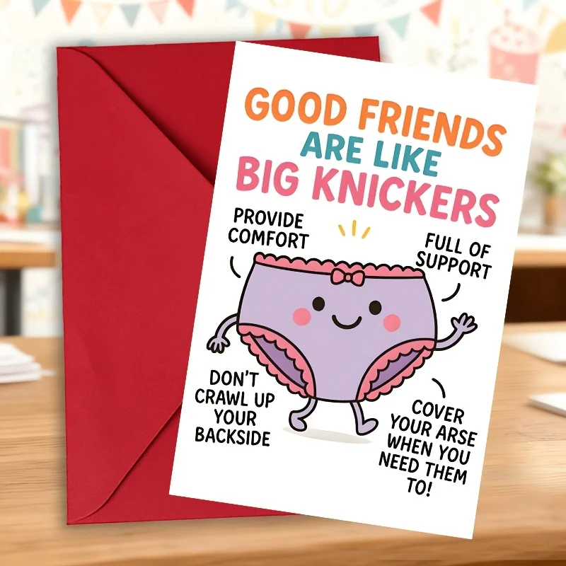 Tarjeta de Cumpleaños Divertida para Mejores Amigos: ¡Los Mejores Amigos Son Como los Pantalones Cortos Grandes! Tarjeta de Felicitación Divertida de Hermanas, Regalo de Broma, Tarjeta de Papel con Dibujos Animados
