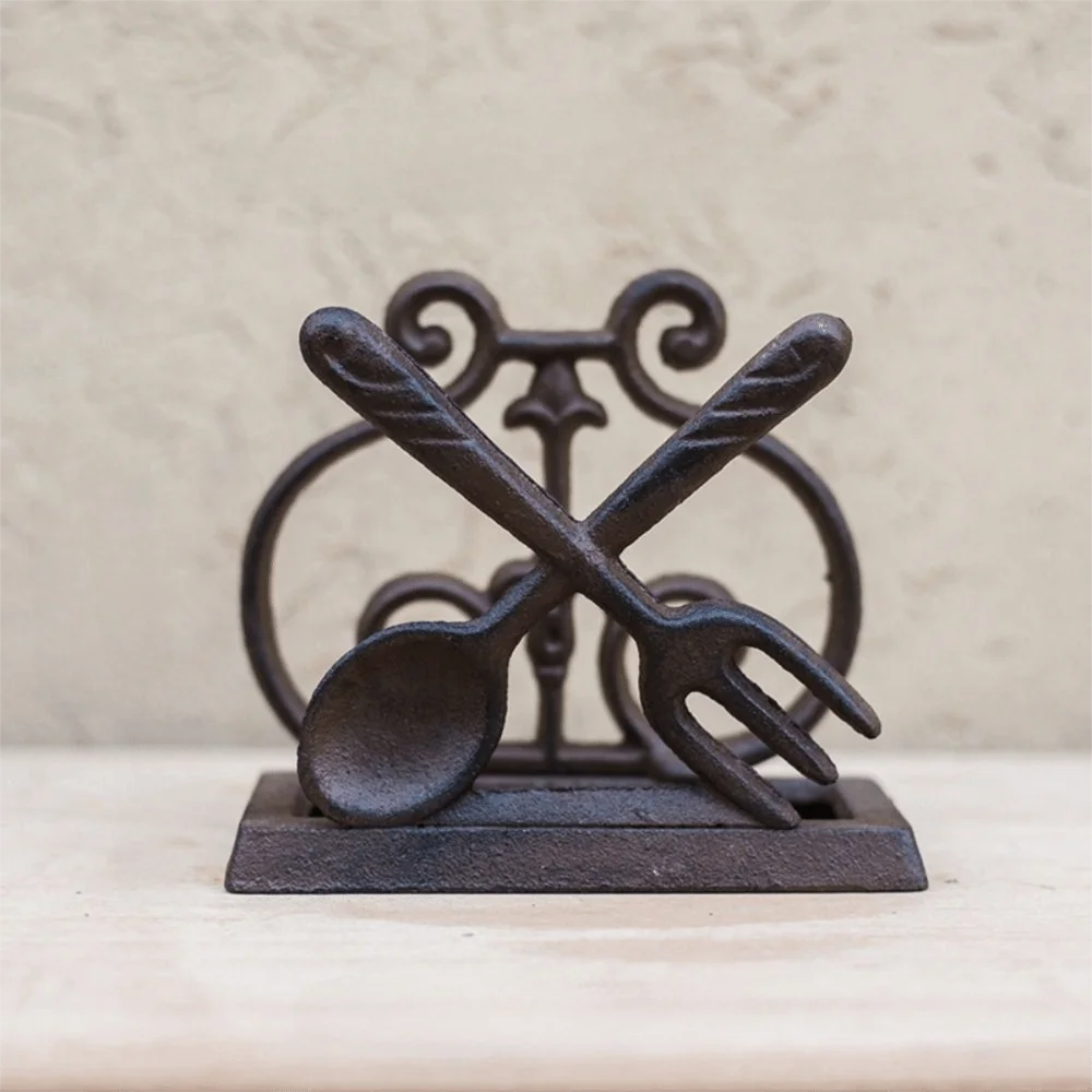 Retro Cast Iron Napkin Holder Rustic Vintage Tissue Holder Animal Motif Elegant Recipe Stand Dining Table
