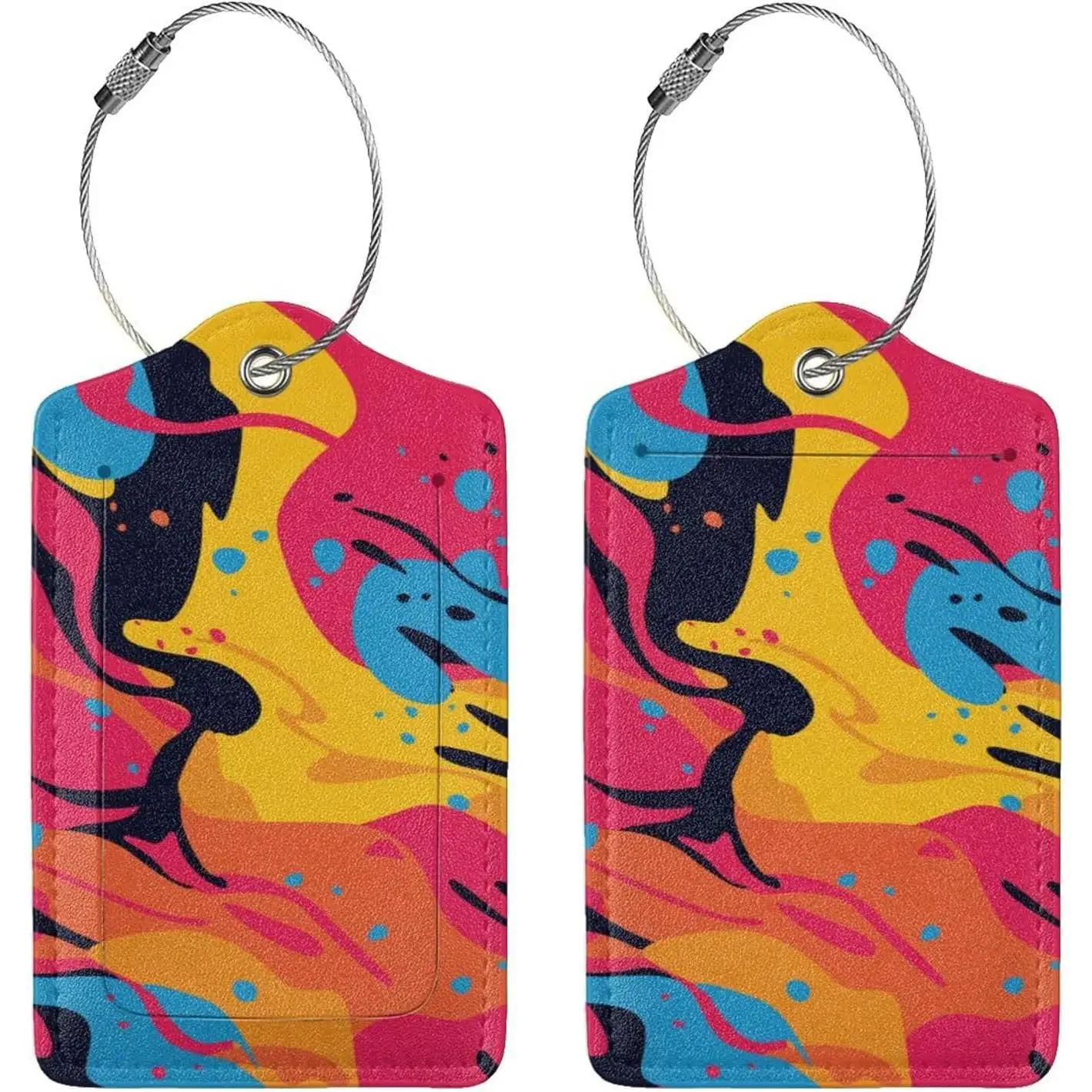 

Art Colorful Graffiti Luggage Tag for Suitcase Identifiers Privacy Cover ID Label with Steel Loop Cute Style Pop Art Background