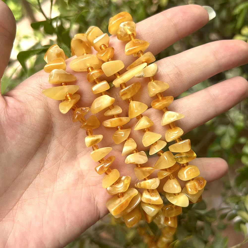 Natrural Genuine Amber Irregular Chip / Square / Round Beads Rought Size DIY Bracelet/Necklace For Jewelry Making 39cm