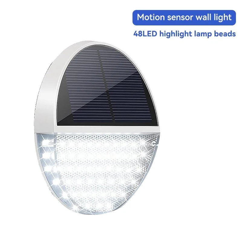 Luz Solar para exteriores con Sensor de movimiento automático, lámpara de pared exterior superbrillante para escaleras, balcón, valla de Patio, 48led