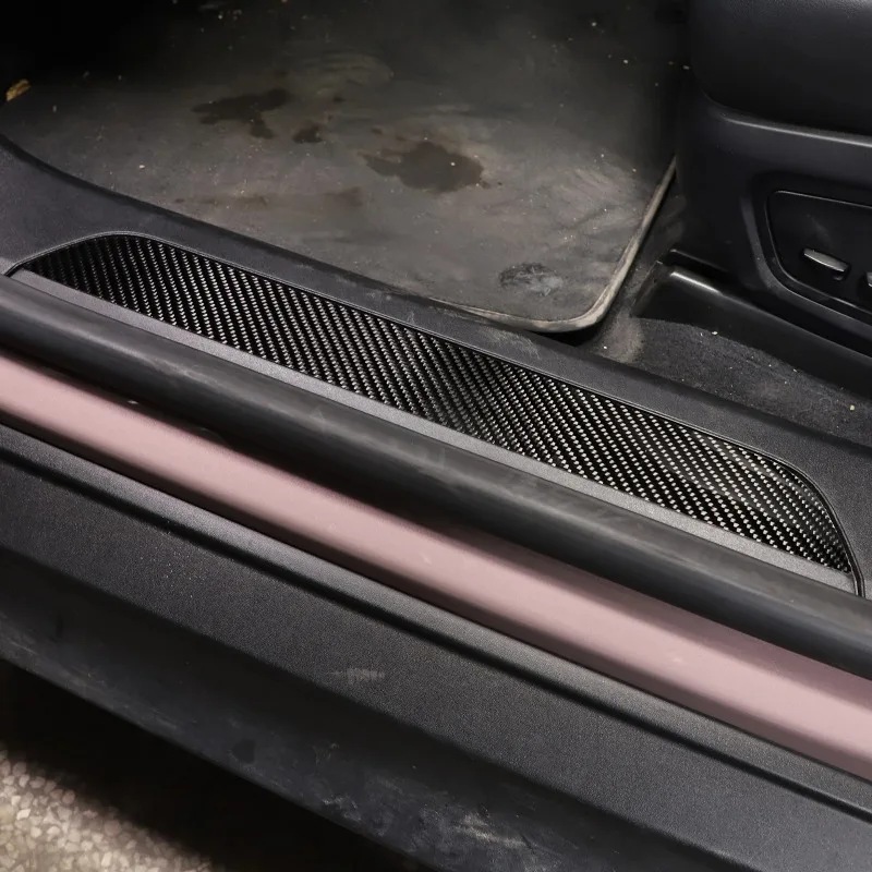 

For Porsche Taycan 2019 2020 2021 2022 2023 2024 Soft Carbon Fibre Car Inner door sill cover trim Sticker Car Accessories