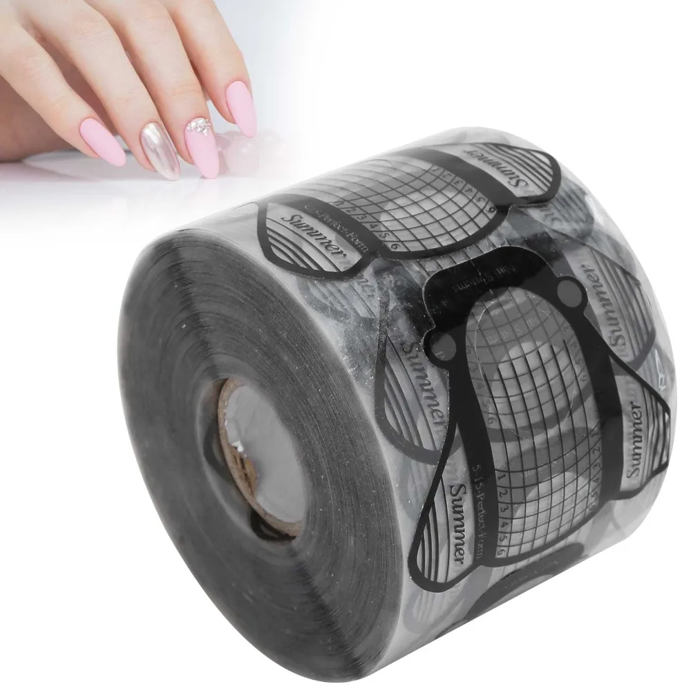 500Pcs Self-Adhesive Self-Adhesive PVC Nail Extension Forms Disposable Nail Form Mold for Crystal Nail Extension
