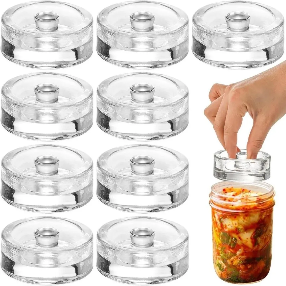 1 pçs pesos de vidro fermentado claro com alça pesos de fermentação pesada gadgets de cozinha selado queijos fermentação doméstica