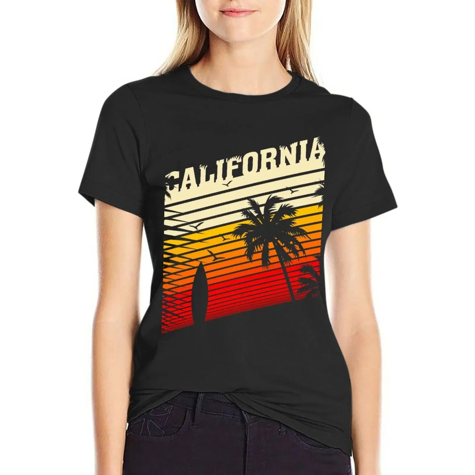 

CALIFORNIA SUNSET SURF BAY, BY SUBGIRL T-Shirt female blacks heavyweights clothes for woman