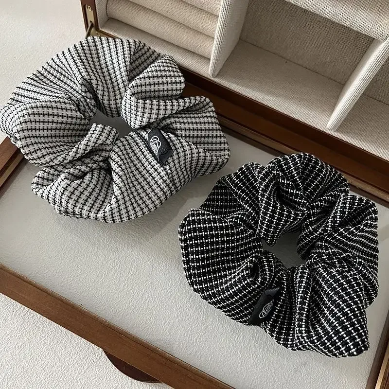 

Brand Vintage Scrunchie Women Plaid Elastic Hair Bands Elegant Scrunches Designers Hair Tie Ponytail Hair Accessories