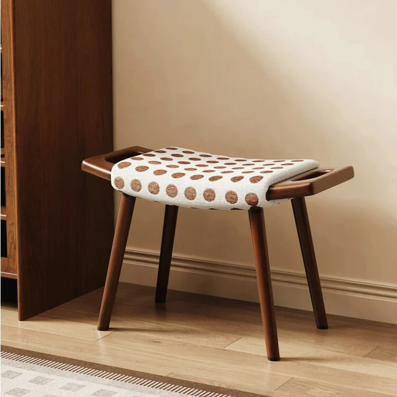 French retro solid wood dresser stool, medieval bedroom home cloakroom