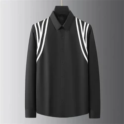 Luxury basic shirt men's long-sleeved casual shirt solid color fashionable Korean street high-end plus size men's clothing 6XL