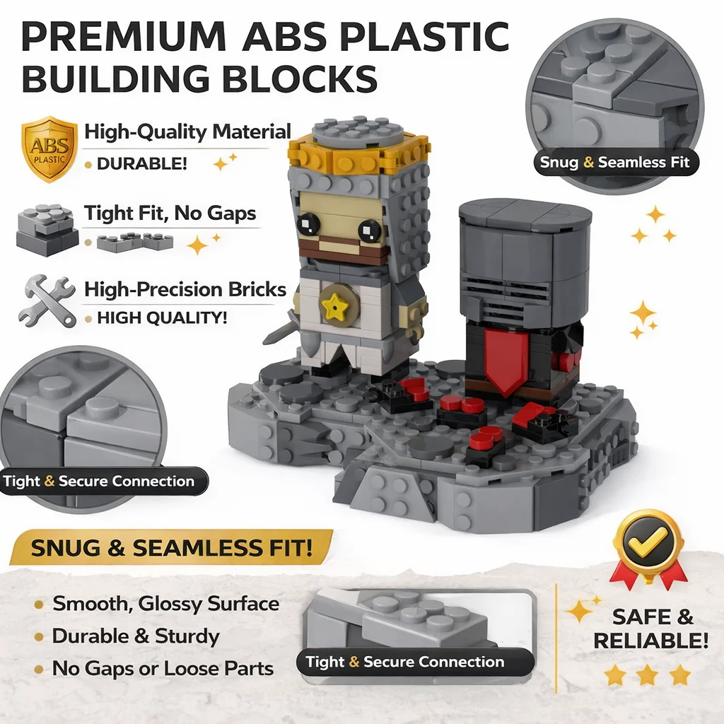 MOC Medieval Knight Duel Building Blocks Funny Black Knight Battle Scene Bricks Display Model Adult Collection