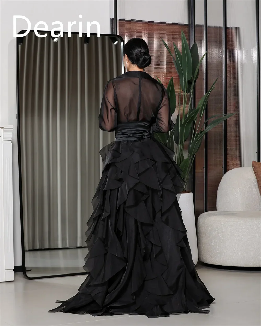 Disesuaikan gaun malam wanita Prom Dearin V-neck rok A-line pita terbungkus Bespoke gaun acara gaun Formal