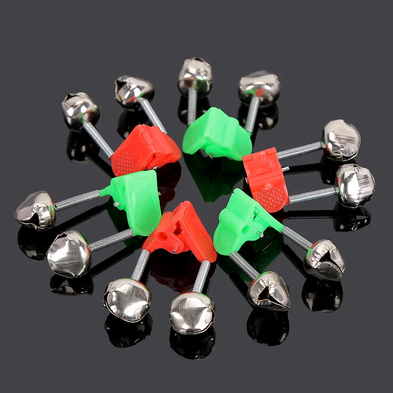 Plastic Fishing Bells Clips Night Fishing Rod Fish Bite Bait Alarm Indicator with Dual Alert Bells Outdoor Fishing Rod Tip Clips