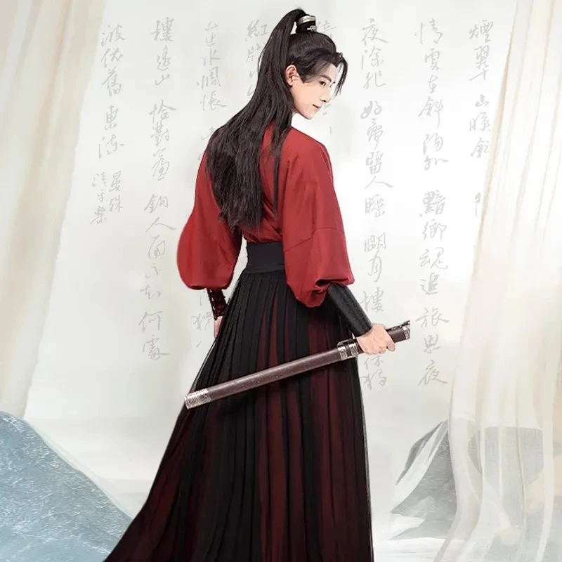 Halloween Nobility Cosplay Costume for Men Oversized Chinese Traditional Clothes Vintage Red Black Wuxia Hanfu Outfit for Men