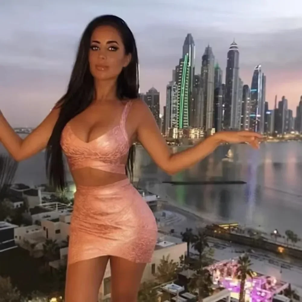 Women Sexy Bandage Cami Dress Set Split Hem Midnight Charm Party Queen Outfit Streetwear Chic Ladies Nightclub Dress