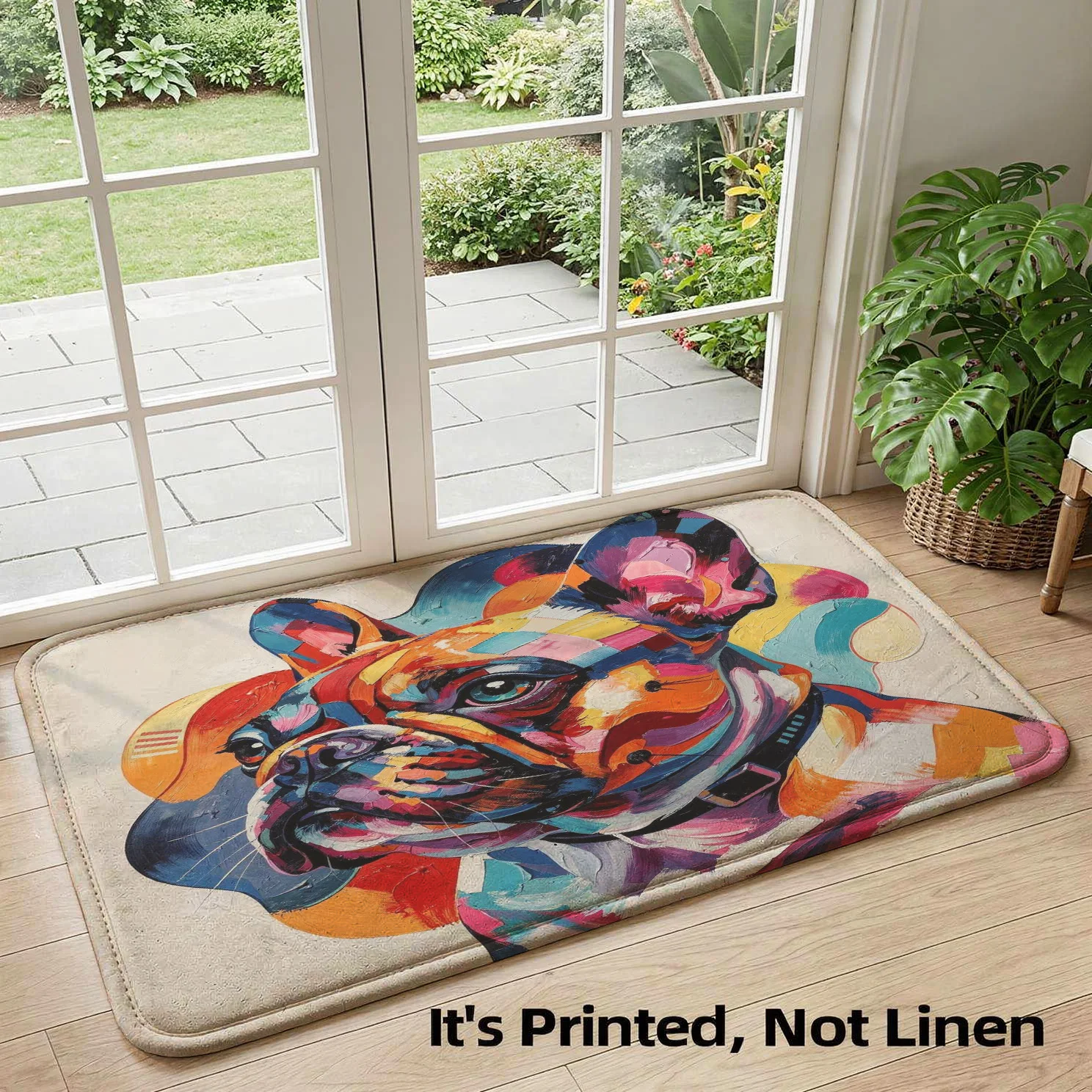 Artistic Dog Portrait Rug Pet Mat Modern Watercolor Style Area Carpet Home Decor Gift for Dog Lovers Entryway Bathroom Indoor Lu