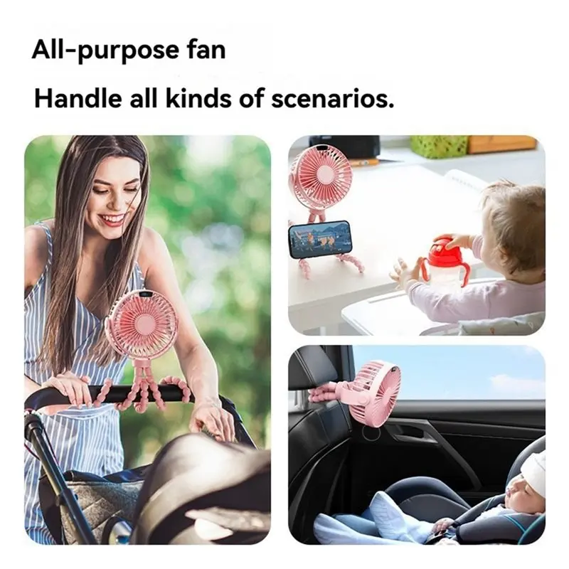 

【NEW A39M】 Mini Clip-On Fan Portable Stroller Fan 4000Mah Rechargeable 4-Speed Cooling Fan With Display For Baby Car Seat