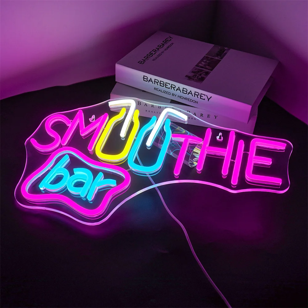 Smoothies Bar tanda Neon Led dapat diredupkan minuman susu teh Neon lampu untuk toko dekorasi dinding USB bertenaga cahaya Keren tanda Smoothie