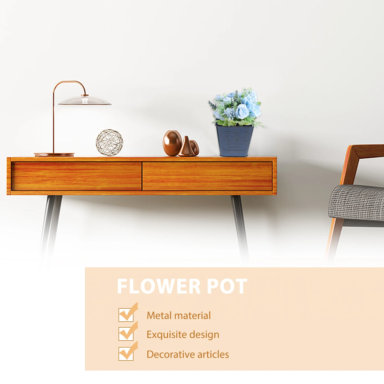 

2 Pcs Flower Bucket Iron Floral Plant Pot Planting Rustic Decor Planter Vase Adornment