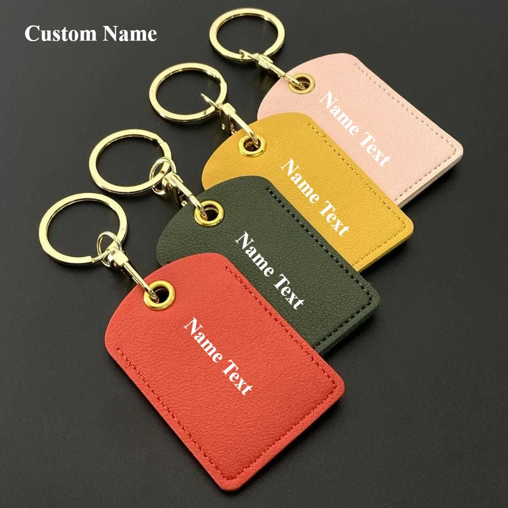 

Ins Style Cute Access Card Cover Creative Keychain PU Leather Holder Key Ring Bag Accessor Practical Keychain Protective Case