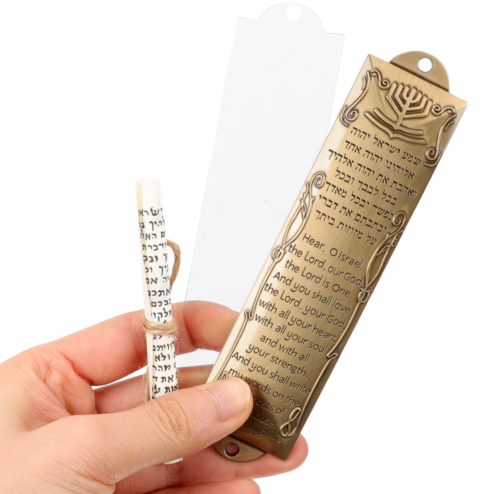 Religious Holy Scroll Embellishments for Crafts Gift Mezuzah Adorn Metal Catholic Decor Prayer Man House