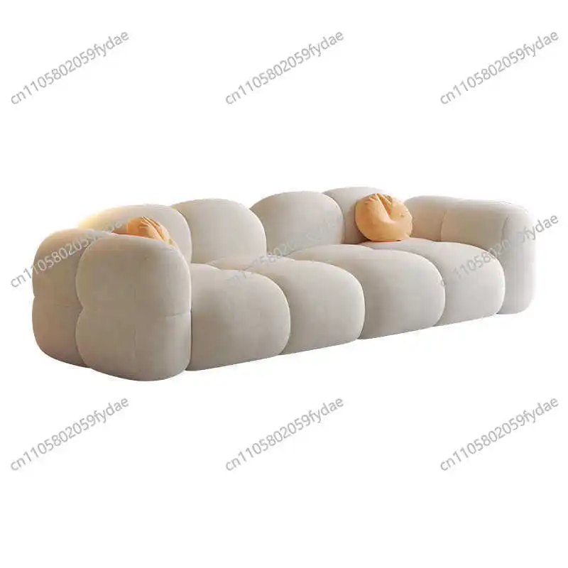 Cream wind fabric sofa baby velvet straight row double triple small apartment rental apartment living room jelly sofa