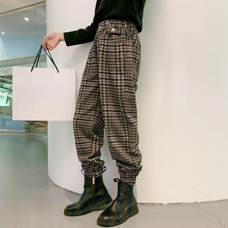 

Checkered Girls' Trousers 2025 Spring Autumn Outdoor Fashion Casual Pants for Toddler & Kids Big Size Stylish