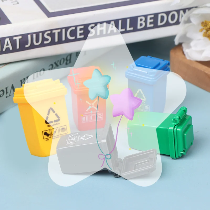 

5pcs/set 1:12 Dollhouse Miniature Trash Can Model Accessories Furniture Toys