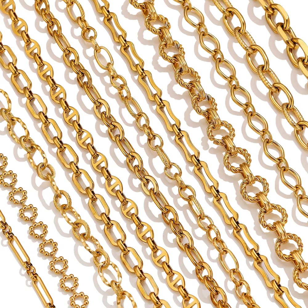 1meter Stainless Steel Large Chains Gold-plated NK Embossed Thread Cross for DIY Jewelry Making Accessories  Necklace Bracelet - view 5