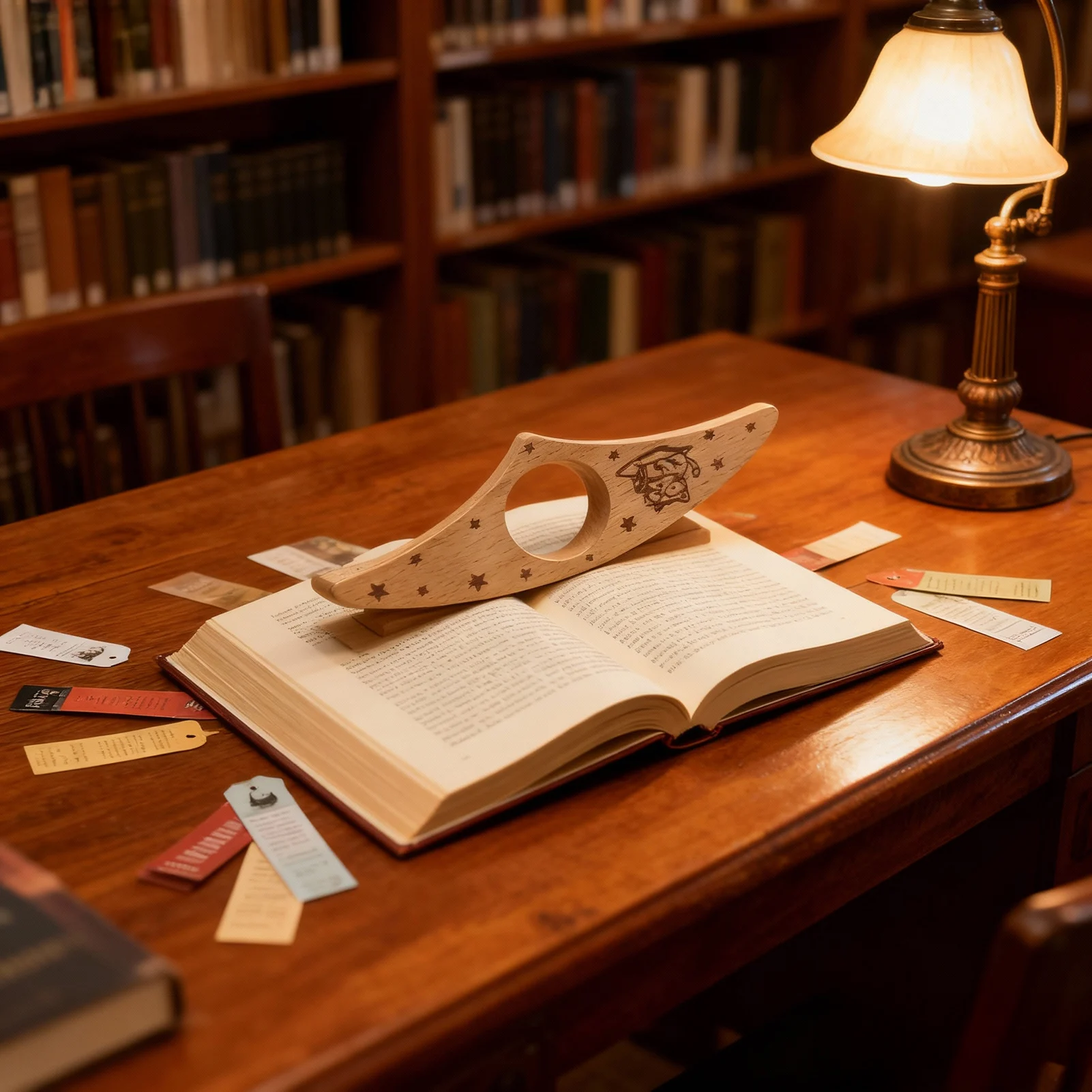 Wooden Thumb Bookmark One-Hand Flip Page Holder Portable Reading Clamp Natural Wood Book Page Marker for Readers Students