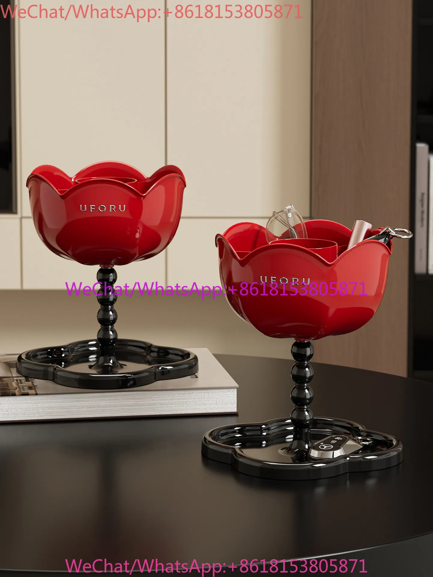 Light luxury high-end entrance key storage box desktop grid small sundries box living room coffee table rack