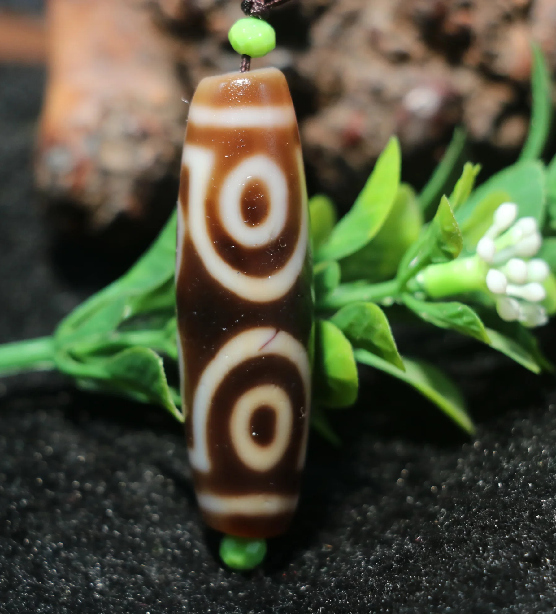 

Energy Tibetan Old Oily Agate Patina 7 Eyed Big Fortune dZi Bead Amulet Pendant A1 LKbrother Top Quality