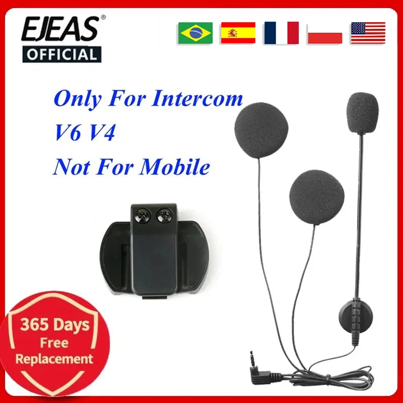 XINOWY  3.5mm Microphone Speaker Headset And Helmet Intercom Clip for V4 V6 Motorcycle Bluetooth Interphone