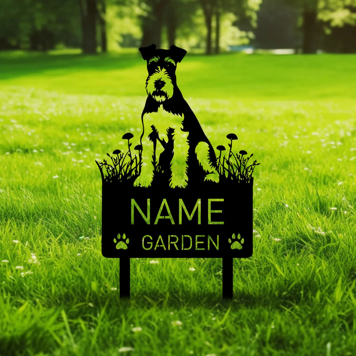 Custom Wire Fox Terrier Dog Metal Memorial Garden Stake Personalized Pet Grave Marker Name Sign Remembrance Stake Decor Sympathy